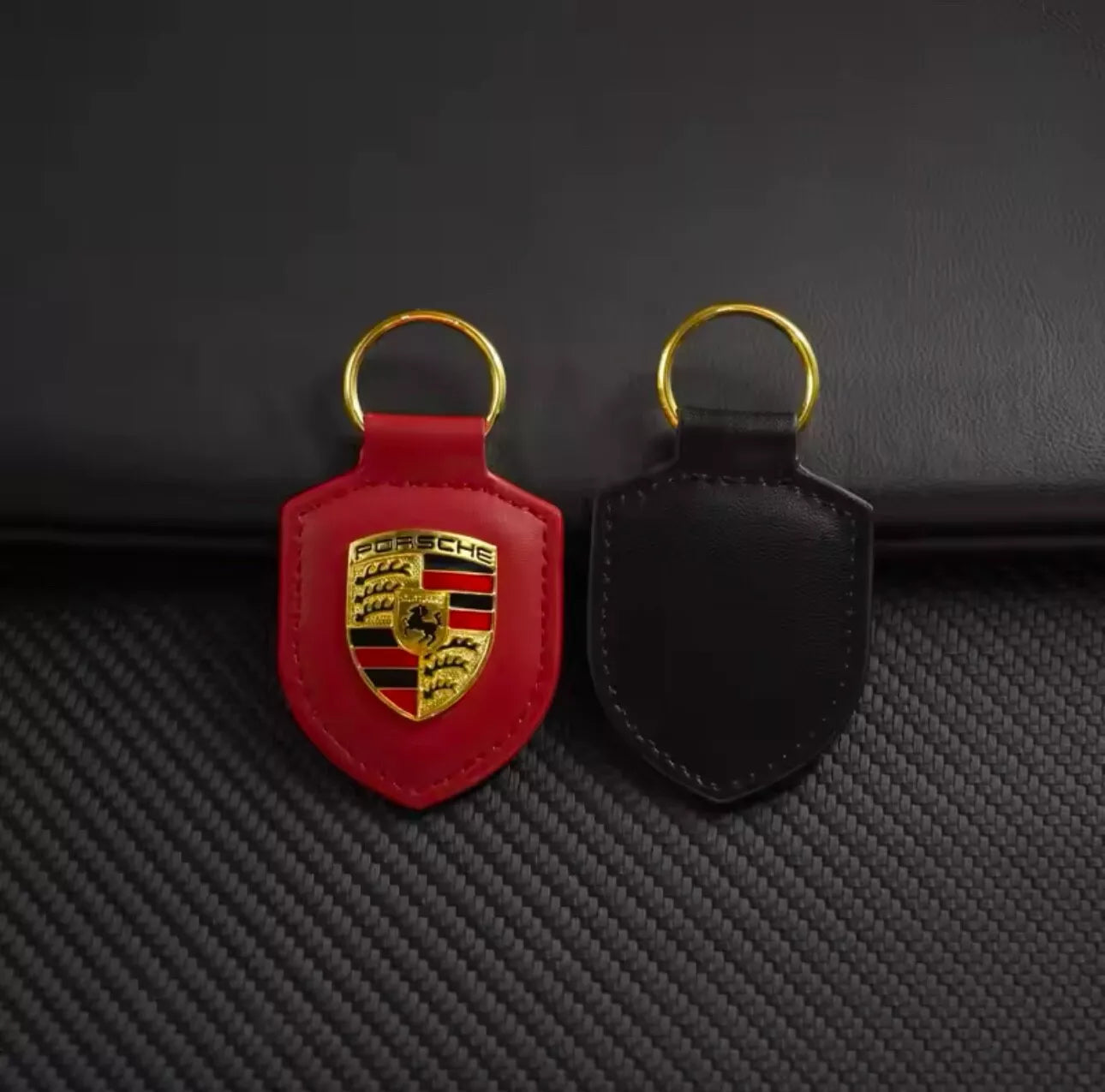 Porsche Leather Keychain